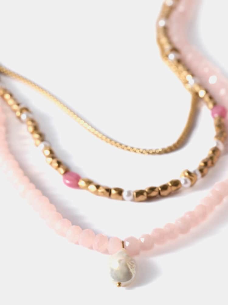 Mint Velvet Pink Beaded Layered Necklace - Image 2 of 3