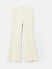 Mint Velvet Cream Lace Sequinned Flare Trousers - Image 5 of 6