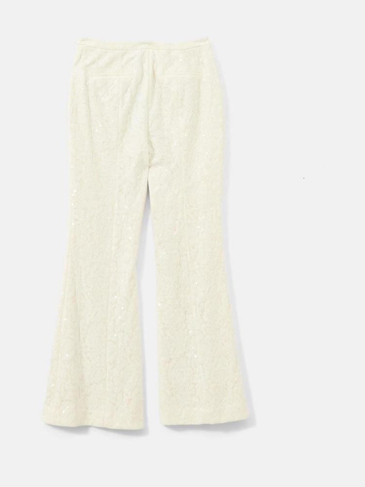 Mint Velvet Cream Lace Sequinned Flare Trousers - Image 6 of 6 Mint Velvet Cream Lace Sequinned Flare Trousers - Image 6 of 6