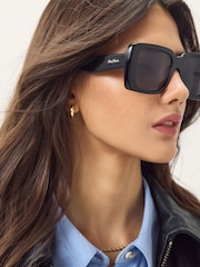 Max Mara Square Shiny Black Sunglasses - Image 10 of 12