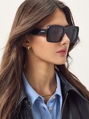 Max Mara Square Shiny Black Sunglasses - Image 11 of 12