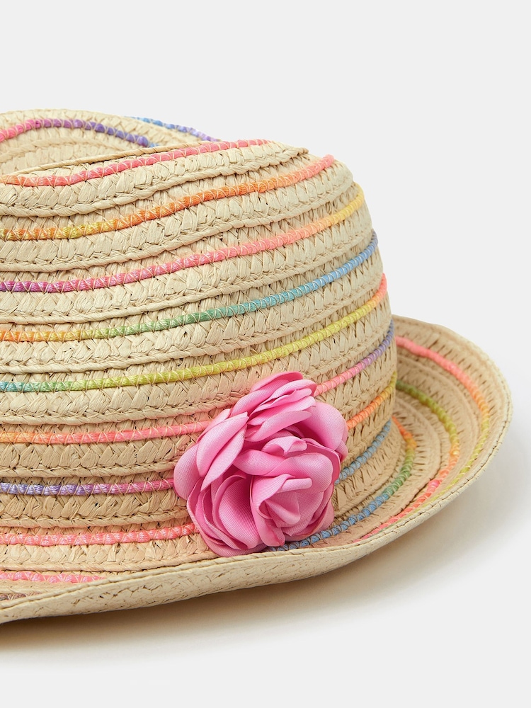 Angels By Accessorize Cream Girls Corsage Woven Trilby Hat - Image 3 of 3 Angels By Accessorize Cream Girls Corsage Woven Trilby Hat - Image 3 of 3