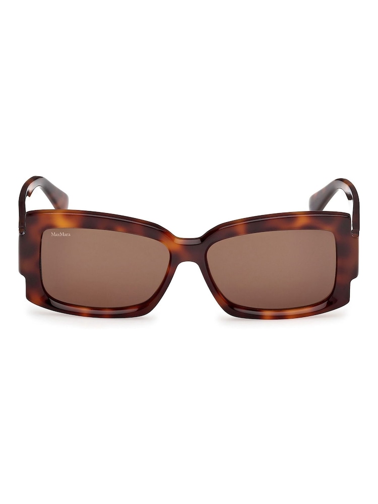 Max Mara Square Brown Sunglasses In Dark Havana - Image 2 of 8