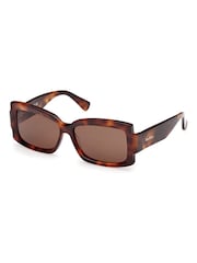 Max Mara Square Brown Sunglasses In Dark Havana - Image 3 of 8