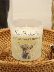 Personalised Highland Cow Frosted Glass Candle by PMC - Image 2 of 3