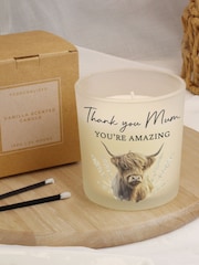 Personalised Highland Cow Frosted Glass Candle by PMC - Image 3 of 3
