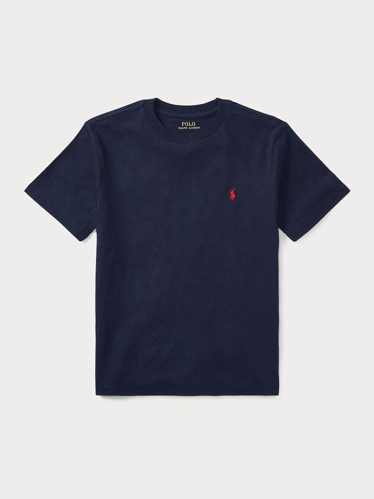 Polo Ralph Lauren Blue Boys Jersey Crewneck T-Shirt - Image 3 of 3 Polo Ralph Lauren Blue Boys Jersey Crewneck T-Shirt - Image 3 of 3