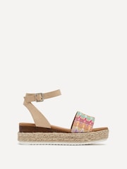 Linzi Natural Anya Multi Coloured Raffia Flatform Sandals - Image 2 of 5