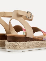 Linzi Natural Anya Multi Coloured Raffia Flatform Sandals - Image 4 of 5