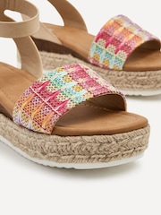 Linzi Natural Anya Multi Coloured Raffia Flatform Sandals - Image 5 of 5