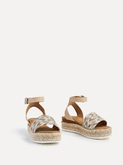 Linzi Nude Raya Flatform Sandals With Multi Coloured Plaited Front Strap - Image 3 of 5