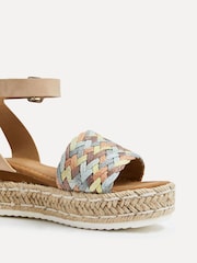 Linzi Nude Raya Flatform Sandals With Multi Coloured Plaited Front Strap - Image 5 of 5