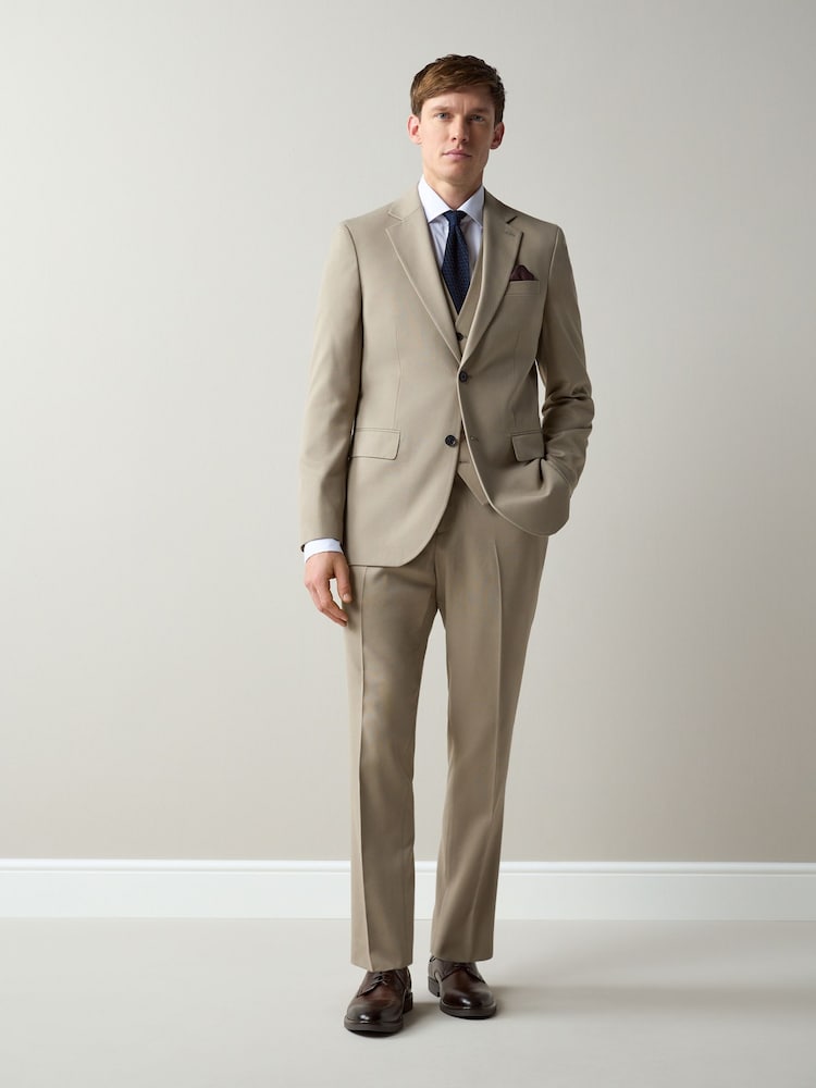 Stone Slim Fit Textured Suit Trousers - Image 2 of 9