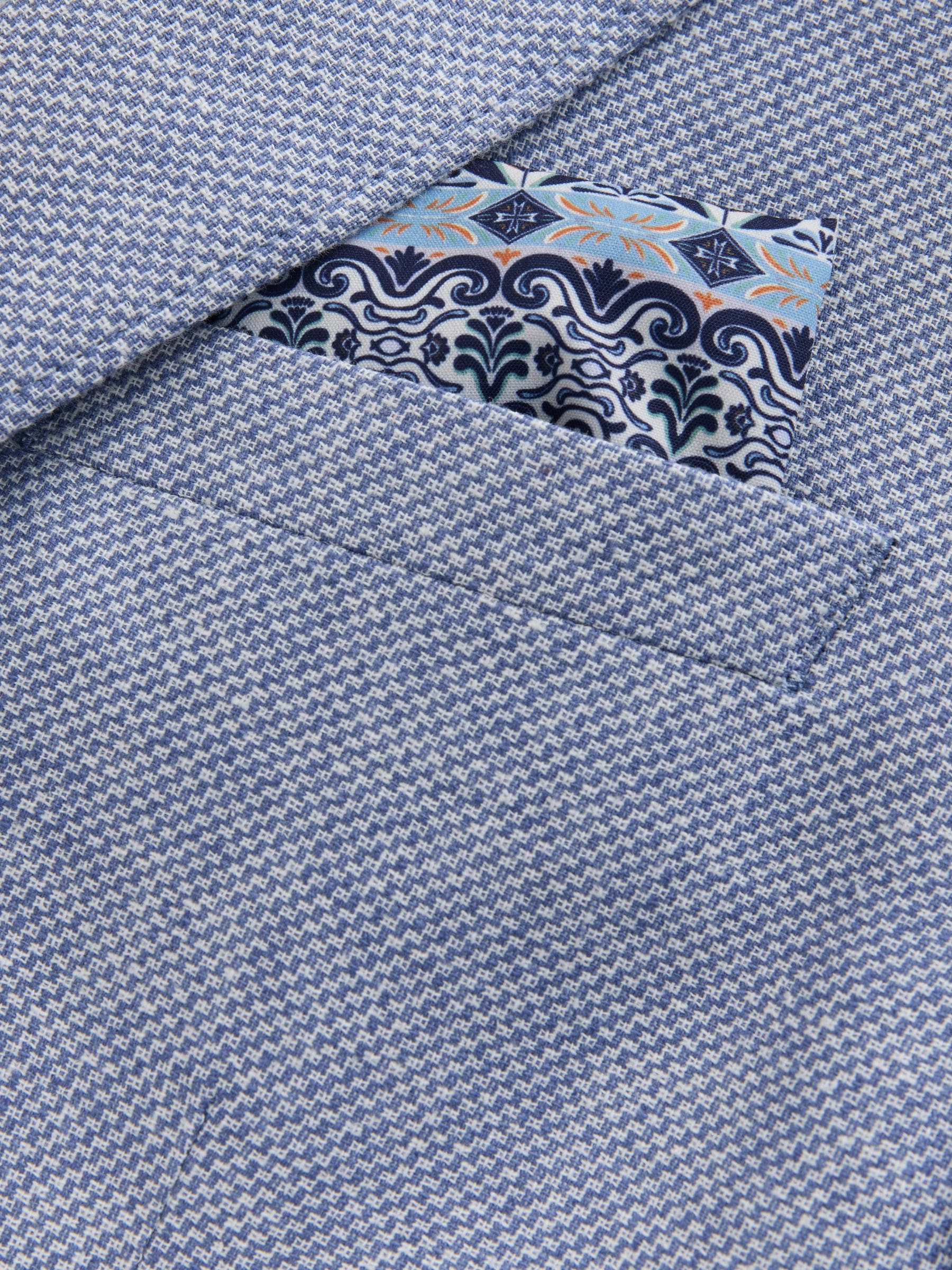 Buy Chambray Blue Regular Fit Textured Linen Blend Blazer from