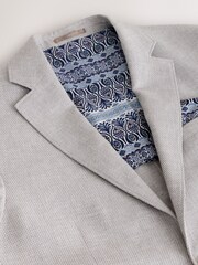 Light Grey Regular Fit Textured Linen Blend Blazer - Image 3 of 6