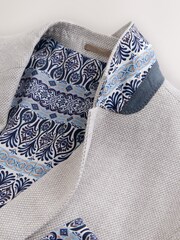 Light Grey Regular Fit Textured Linen Blend Blazer - Image 5 of 6