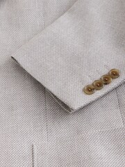 Light Grey Regular Fit Textured Linen Blend Blazer - Image 6 of 6