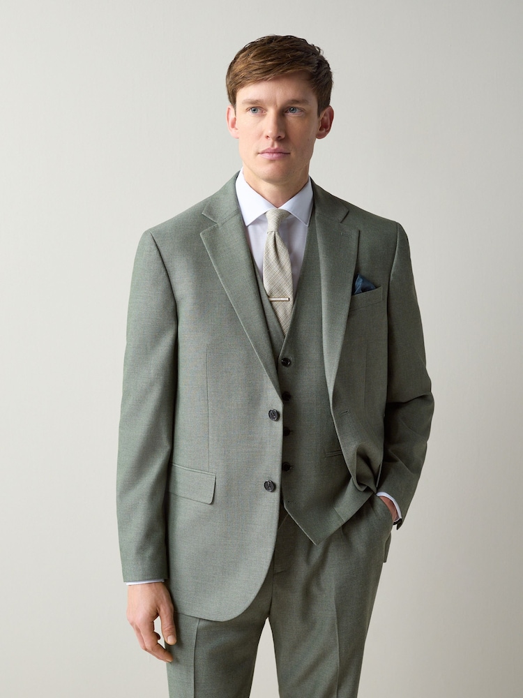 Green Regular Fit Textured Suit Jacket - Image 1 of 11