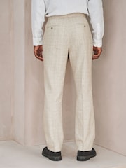 Neutral Check Cotton Linen Blend Suit Trousers - Image 3 of 9