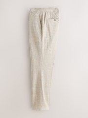 Neutral Check Cotton Linen Blend Suit Trousers - Image 6 of 9