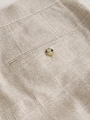 Neutral Check Cotton Linen Blend Suit Trousers - Image 9 of 9