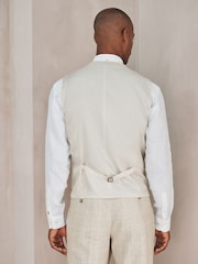Neutral Check Cotton Linen Blend Suit Waistcoat - Image 3 of 8