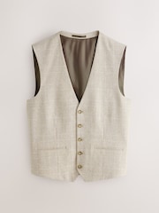Neutral Check Cotton Linen Blend Suit Waistcoat - Image 5 of 8