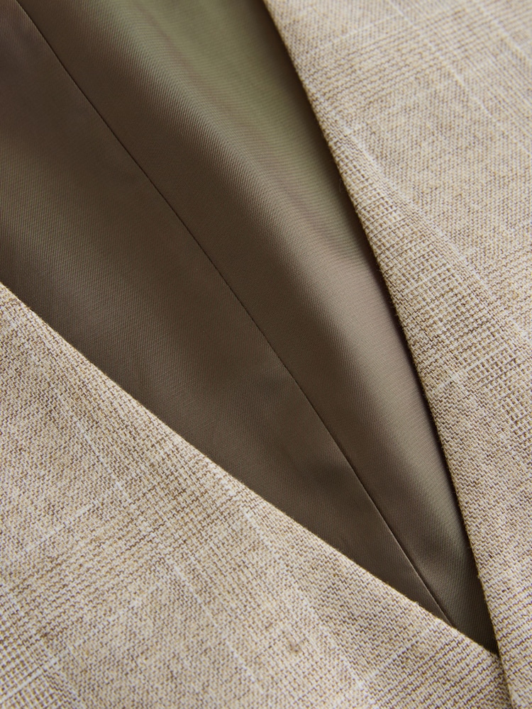 Neutral Check Cotton Linen Blend Suit Waistcoat - Image 8 of 8 Neutral Check Cotton Linen Blend Suit Waistcoat - Image 8 of 8