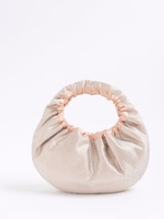 River Island Pink Satin Ruched Diamante Bag - Image 2 of 6