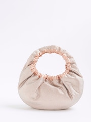 River Island Pink Satin Ruched Diamante Bag - Image 3 of 6