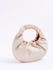 River Island Pink Satin Ruched Diamante Bag - Image 4 of 6