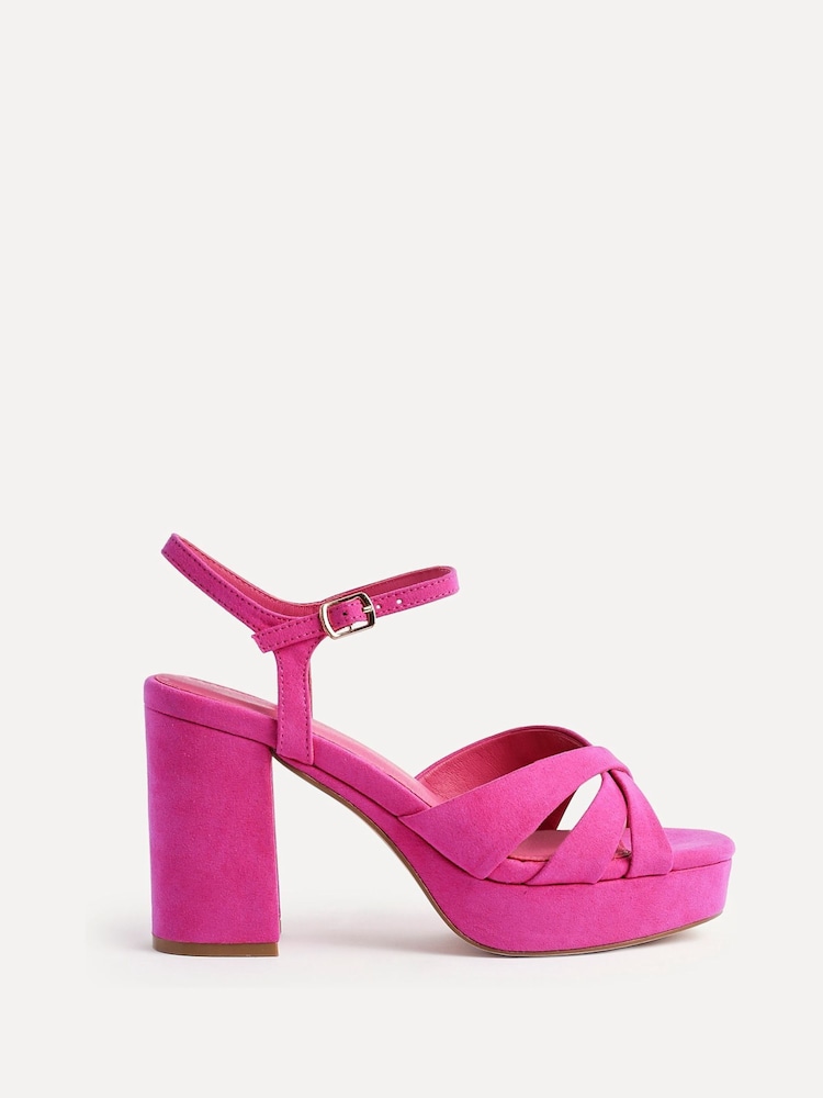 Linzi Pink Keliah Platform Cross-Over Strap Block Heeled Sandals - Image 2 of 5 Linzi Pink Keliah Platform Cross-Over Strap Block Heeled Sandals - Image 2 of 5