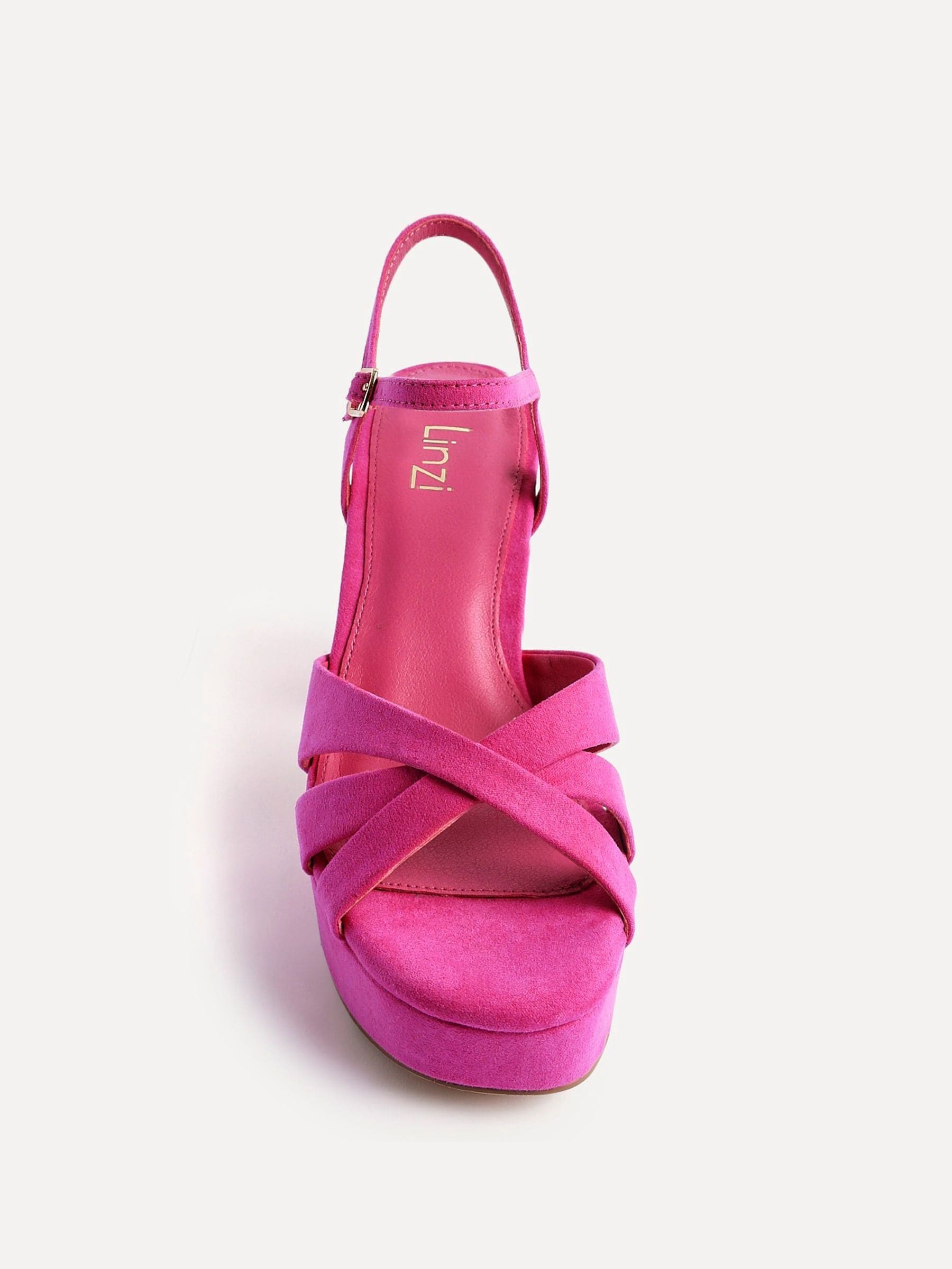 Buy Linzi Pink Keliah Platform Cross-Over Strap Block Heeled