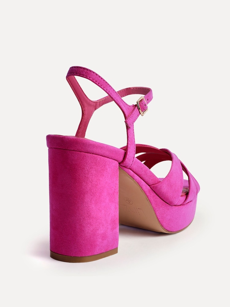 Linzi Pink Keliah Platform Cross-Over Strap Block Heeled Sandals - Image 5 of 5 Linzi Pink Keliah Platform Cross-Over Strap Block Heeled Sandals - Image 5 of 5