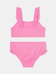 Angels By Accessorize Pink Girls Ruffle Broderie Bikini Set - Image 2 of 2