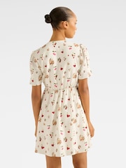 Forever New Cream Mini Berna Printed Dress Contains Linen - Image 2 of 5