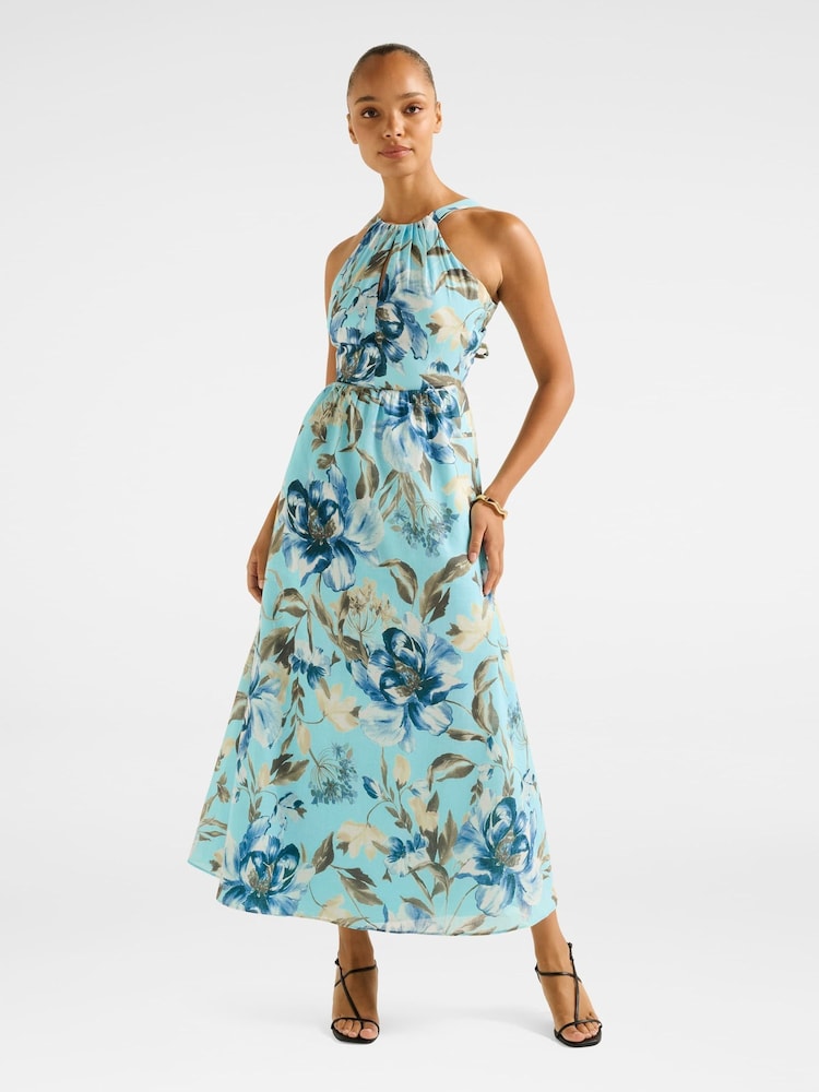 Forever New Dakota Printed Halter Neck Midi Dress Contains Linen - Bild 1 von 5 Forever New Dakota Printed Halter Neck Midi Dress Contains Linen - Bild 1 von 5