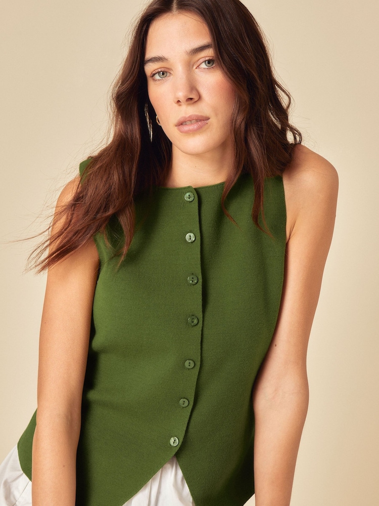 Nobodys Child Green Fine Gauge Knitted Waistcoat - Image 2 of 5