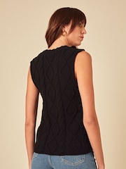 Nobodys Child Black Cable & Embroidered Waistcoat - Image 2 of 4