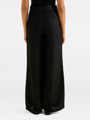 Forever New Black Alice Belted Wide Leg Trousers Contains Linen - Image 4 of 5