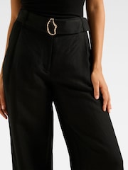 Forever New Black Alice Belted Wide Leg Trousers Contains Linen - Image 5 of 5