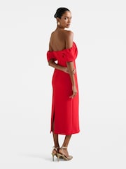 Forever New Red Jacinta Petite Off Shoulder Midi Dress - Image 2 of 4