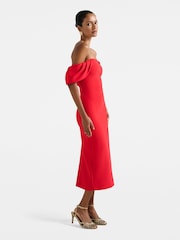 Forever New Red Jacinta Petite Off Shoulder Midi Dress - Image 3 of 4