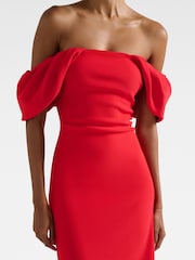 Forever New Red Jacinta Petite Off Shoulder Midi Dress - Image 4 of 4