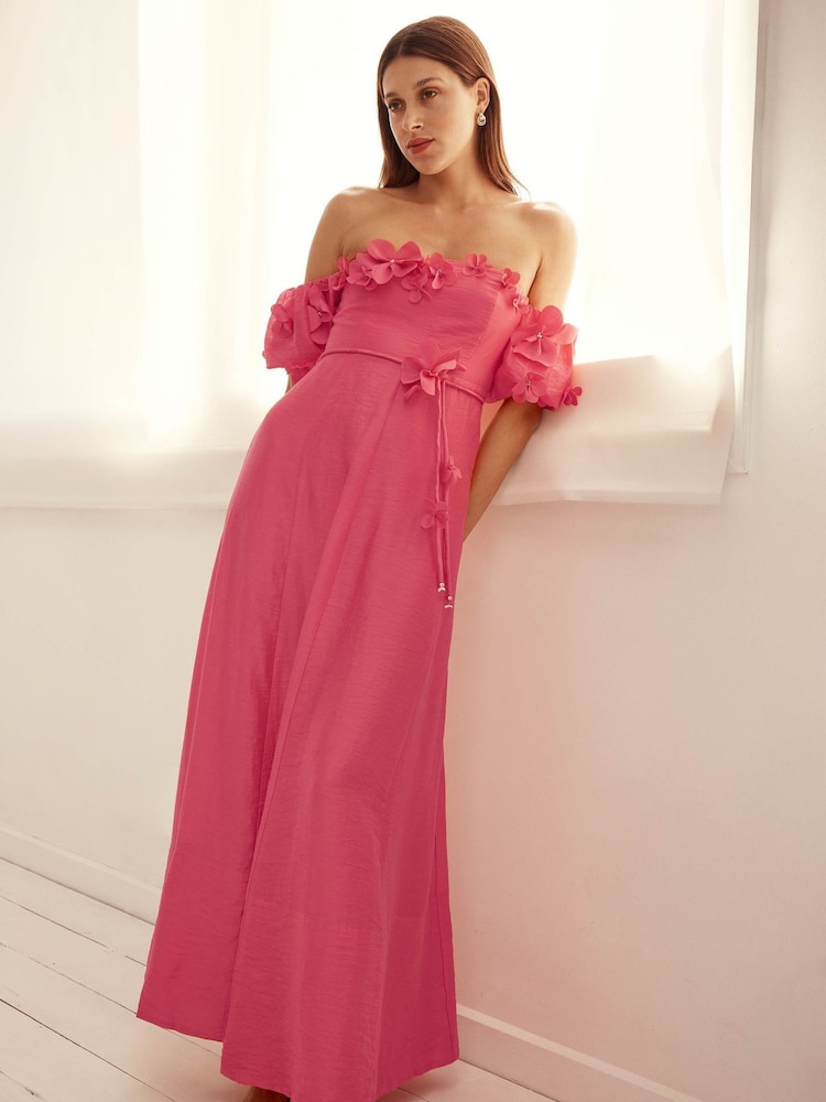 Forever New Cora Floral Print Appliqué Midi Dress Contains Linen - Imagen 1 de 4 Forever New Cora Floral Print Appliqué Midi Dress Contains Linen - Imagen 1 de 4