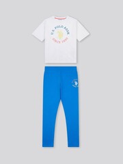 U.S. Polo Assn Blue Girls Oversized Graphic Print T-Shirt & Leggings Set - Image 1 of 5