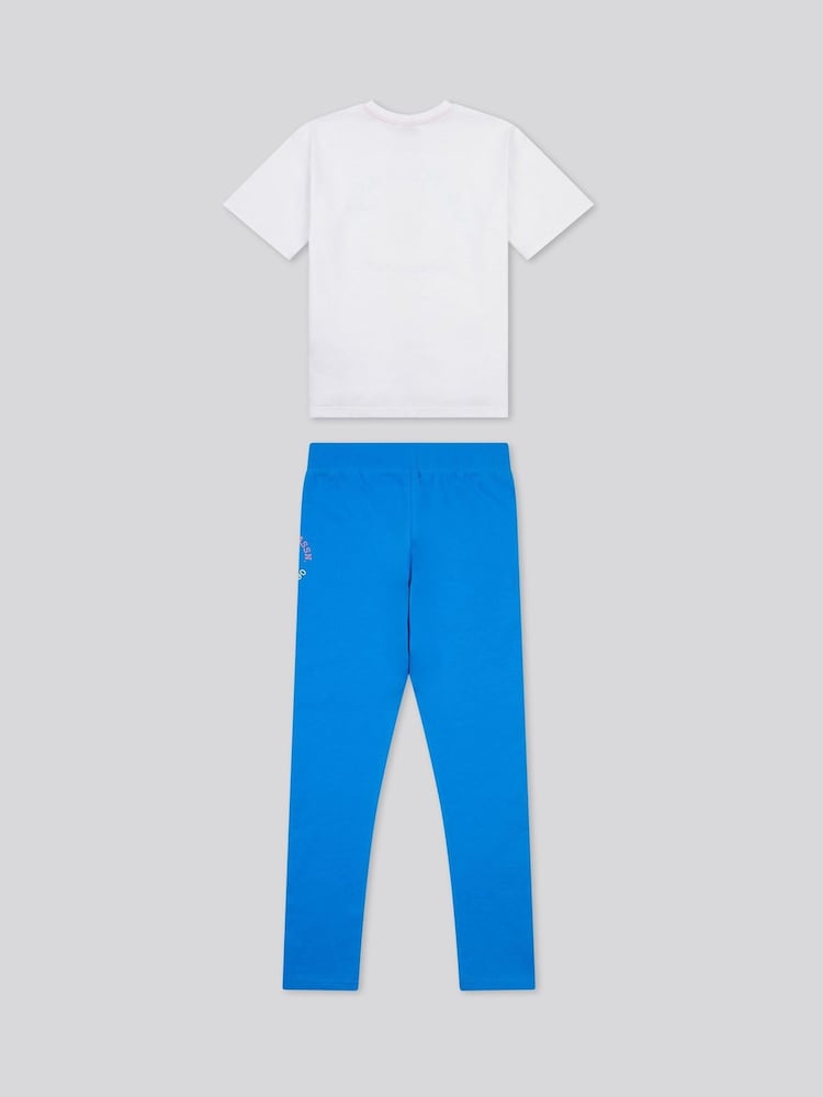 U.S. Polo Assn Blue Girls Oversized Graphic Print T-Shirt & Leggings Set - Image 2 of 5