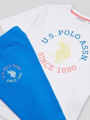 U.S. Polo Assn Blue Girls Oversized Graphic Print T-Shirt & Leggings Set - Image 4 of 5