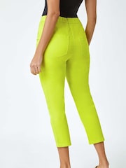 Roman Green/Lime Cropped Stretch Elastic Waist Denim Leggings - Image 3 of 5