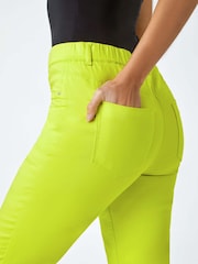 Roman Green/Lime Cropped Stretch Elastic Waist Denim Leggings - Image 5 of 5